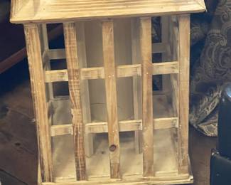 Large wooden lantern with candle