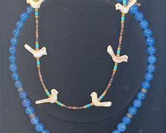 Fetish necklace and sterling necklace with Lapis