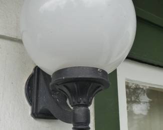 Cast Aluminum Wall Light Fixture with Glass Globe, $65.00 a pair.