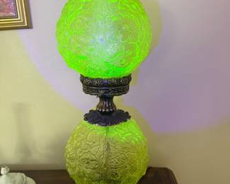 Uranium Glass Gone With The Wind Lamp