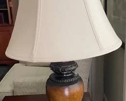 Pair Faux Stone Lamps