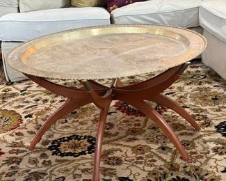 Vintage Brass Tray MCM Spider Table, 10.2 x 14.4 hand made wool rug
