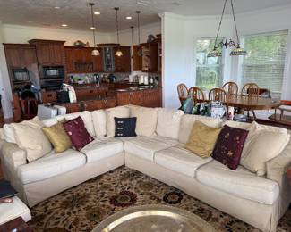 Durable fabric L-sectional sofa by Ralph Lauren. Excellent condition and very comfortable!
