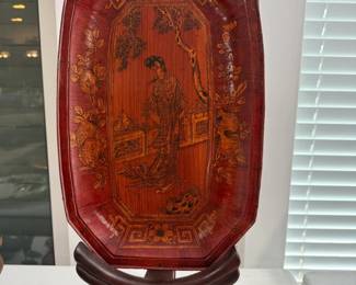 Wooden tray w/stand