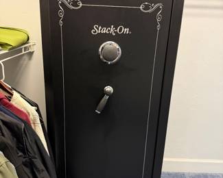 Stack-On SS-22-MB-C 22-gun security safe w/combination lock. Exterior: 54.38"H x 26.62"W x 14.06"D, internal volume of 12.02 cu ft, weighs 247 lbs. Located on 2nd floor. Must provide resources to move and transport. 