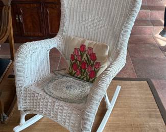 White wicker rocker
