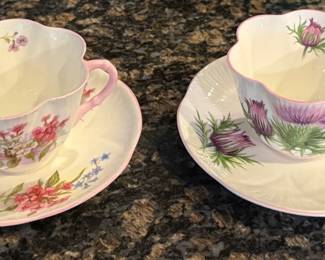 Vintage Shelley Fina China Teacups & Saucers