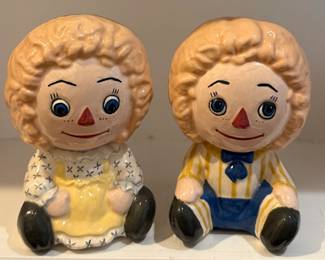 Raggedy Ann & Andy painted pottery