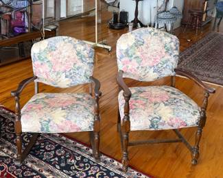 Pair of floral arm chairs