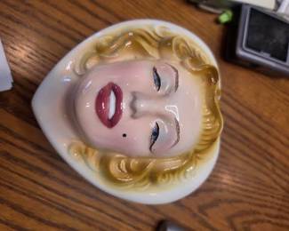 Vintage 1988 Clay Art Mask Heart Dish - Marilyn Monroe