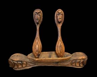 Vintage Witco hand-carved, mid-century hanging planter.