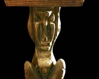 Vintage William Westenhaver for Witco Hand Carved Tiki Pedestal Table