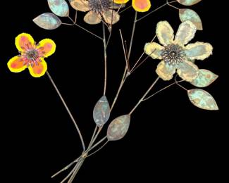 C. Jeré 1968 Enamel and Copper Floral Wall Sculpture