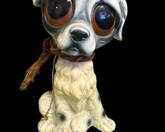 Japanese big-eye ceramic dog figurine - Enesco" . Circa 1960s–1970s.