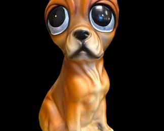 Japanese "Rossini" big-eye ceramic dog figurine. C. 1960-70's