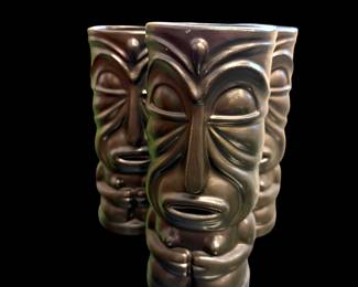 Three Tiki Mugs - 'AKU TIKI LOUNGE, LINCOLN, NEBR.'