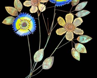 C. Jeré 1967 Enamel and Copper Floral Wall Sculpture