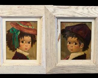 Harold Stephenson/Abruzzi - Oil on Canvas - Boy & Girl Pair