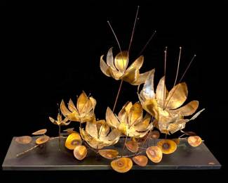 C. Jere signed 1967 "Lillie and Raindrops" Brutalist Metal Sculpture