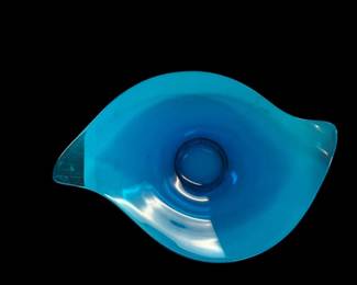 Blue Freeform Art Glass Bowl