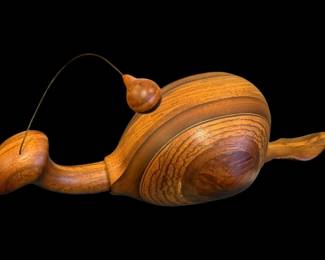 Hand Carved Wood Snail Sculpture