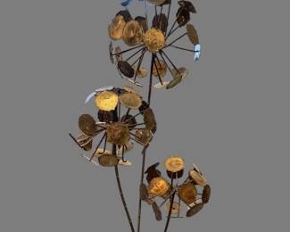 Vintage Metal Floral Sculpture - 32" Tall