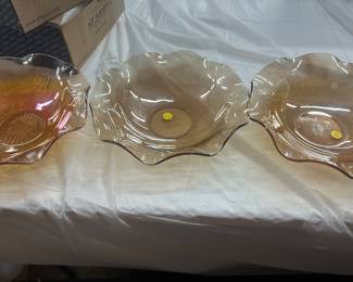 Wavy Depression glass bowls 