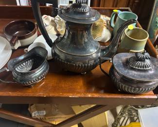 3-piece English silver plate teaset
