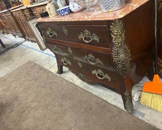 French ormolu mounted bombe form commode