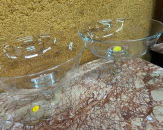 Pair footed crystal bowls
