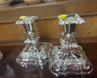 Pair vintage silver plated candle sticks 