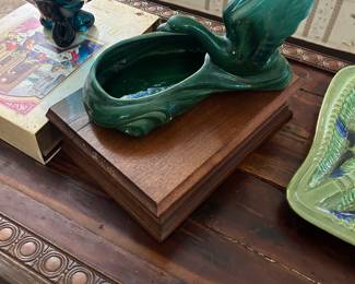 beautiful vtg aqua swan planter 