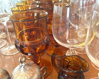 Vtg Indiana Glass Amber Kings Crown 