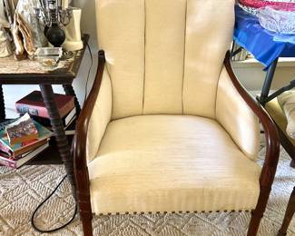Hollywood Regency channel back curved arm chair