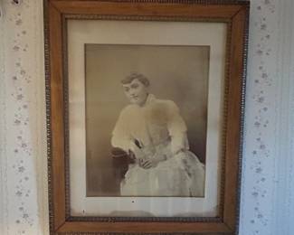 Edwardian lady with gorgeous wood and gold frame 