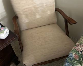 very nice upholstered arm chair.  The wood is beautiful 