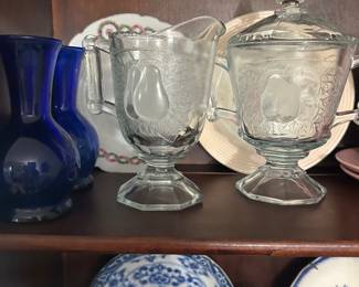 Jeannette Glass cream and sugar 