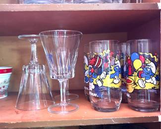 Set of vintage Smurf drinking glasses 