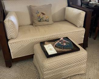 Mission loveseat, ottoman 