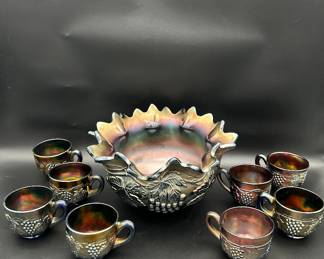 Fenton punch bowl and cups