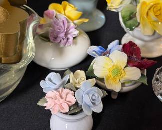     Porcelain floral ornaments in assorted colors