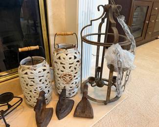 Irons, canisters, and new light fixture