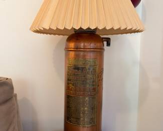 Vintage Dayton soda-acid copper fire extinguisher lamp