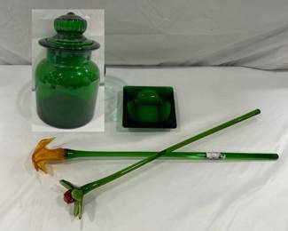 Green glass decor 