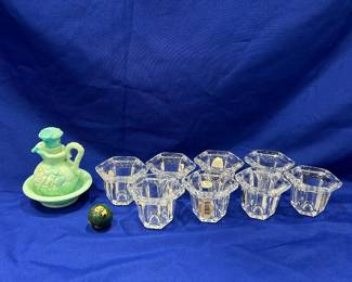 Crystal glasses and Avon decor