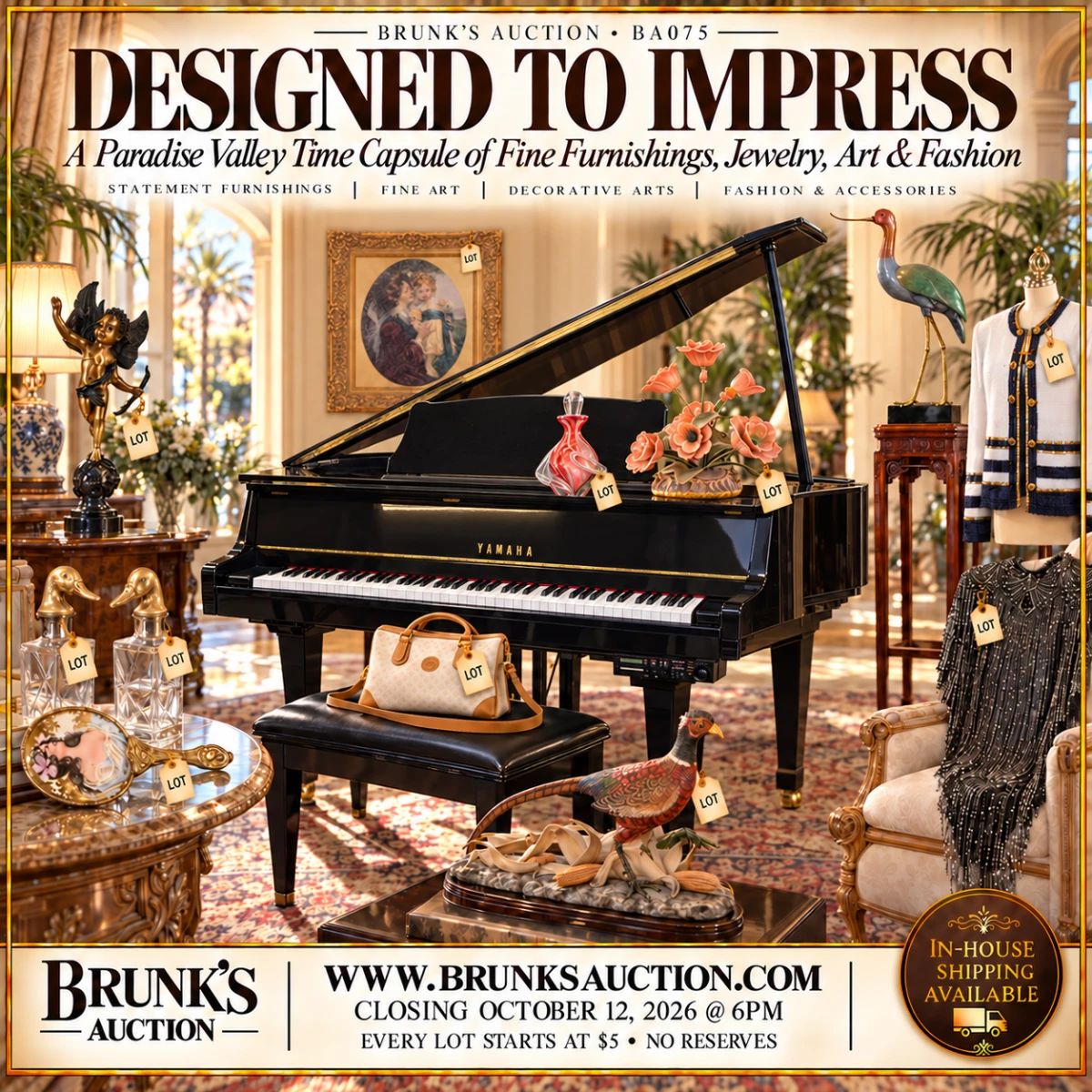 Yamaha GranTouch, Yamaha digital grand piano, Yamaha piano, digital grand piano, grand piano, electronic piano, piano bench, Yamaha musical instrument, estate piano, luxury piano, home music room, decorative bird sculpture, crane sculpture, decorative crane statue, Asian bird sculpture, wood pedestal table, Chinese style table, carved wood stand, rosewood stand, Asian furniture, decorative wall art, framed painting, figurative artwork, gold framed artwork, estate artwork, 1990s interior design, early 2000s interiors, designer home furnishings, fine art and piano, Yamaha collector
