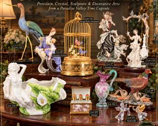 Giuseppe Armani figurine, Giuseppe Armani Florence, Armani porcelain sculpture, Giuseppe Armani Mother and Child, Giuseppe Armani Lady on Swing, Reuge automaton, Reuge Swiss automaton, mechanical singing bird, singing bird cage, Swiss musical automaton, Edoardo Tasca pheasant, Italian porcelain pheasant, limited edition porcelain, porcelain bird sculpture, enamel crane sculpture, decorative crane statue, Fenton glass ewer, Don Fenton signed glass, hand painted Fenton glass, Limoges perfume casket, Limoges France, porcelain perfume box, Swarovski angels, Swarovski crystal figurines, collectible porcelain, art glass, decorative art glass, porcelain sculpture, vintage figurines, fine collectibles