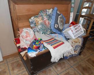 Wooden Chest & Blankets
