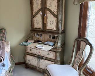 Hand painted secretary and chair