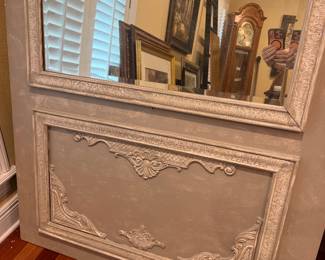 #61 - $450 - Large framed mirror wood with panel bottom 44wx73t